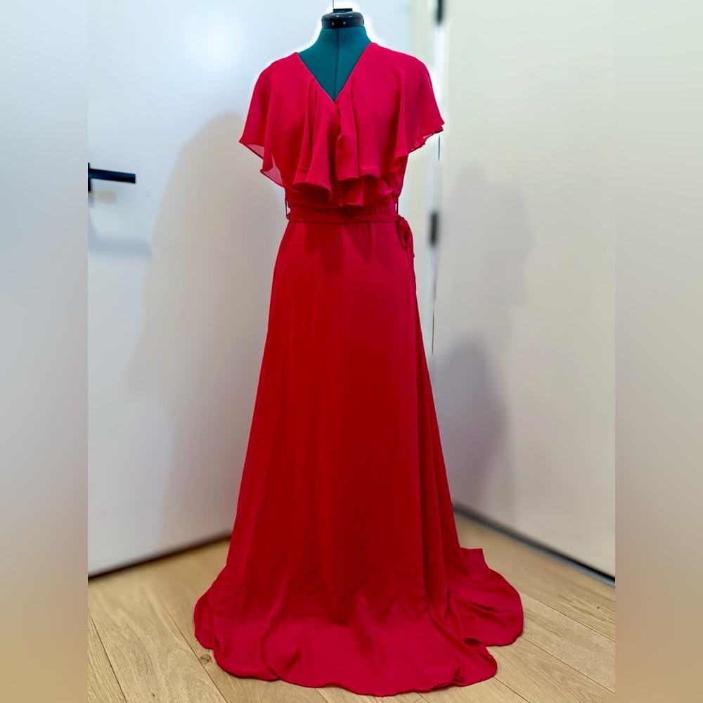 Tiffany & Tomato Bright Fuschia Flutter Sleeve Gown